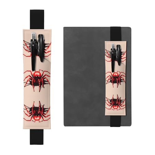 WZYCWB Niedlicher kleiner roter Spinne bedruckter großer PVC-Stifthalter + kreatives Tagebuch-Stifttaschen-Set mit Gummiband, rutschfestes Design von WZYCWB