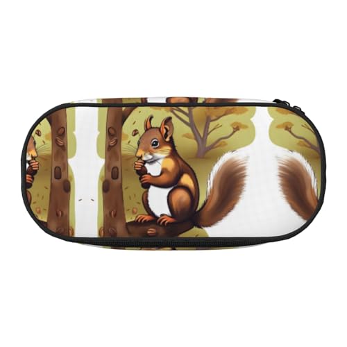 WZYCWB Nut-Eating Eichhörnchen Große Kapazität Federmäppchen - Multifunktionale Aufbewahrungsbox, Tragbare und Langlebige Bleistifttasche für Büro und Schulbedarf, Schwarz , Einheitsgröße von WZYCWB