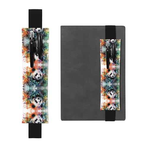 WZYCWB Öl auf Leinwand Panda gedruckt Große Kapazität PVC Stifthalter + Kreatives Tagebuch Stifttasche Set mit Gummiband Anti-Rutsch-Design von WZYCWB