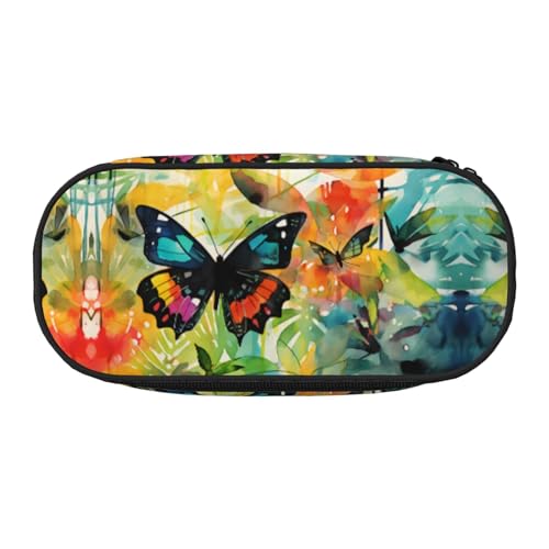 WZYCWB Öl auf Leinwand Schmetterling Große Kapazität Federmäppchen - Multifunktionale Aufbewahrungsbox, Tragbare und langlebige Bleistifttasche für Büro- und Schulbedarf, Schwarz , Einheitsgröße von WZYCWB