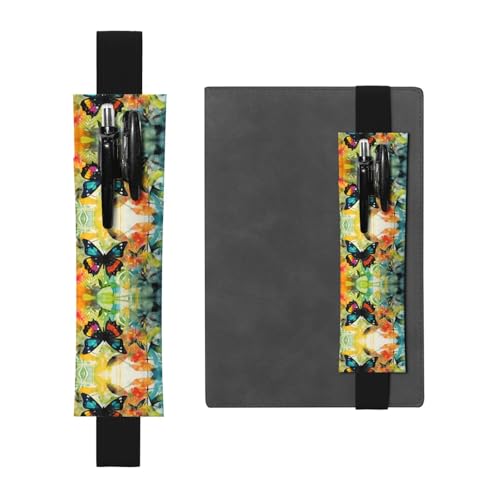 WZYCWB Öl auf Leinwand Schmetterling gedruckt Große Kapazität PVC Stifthalter + Kreatives Tagebuch Stifttasche Set mit Gummiband Anti-Rutsch-Design von WZYCWB