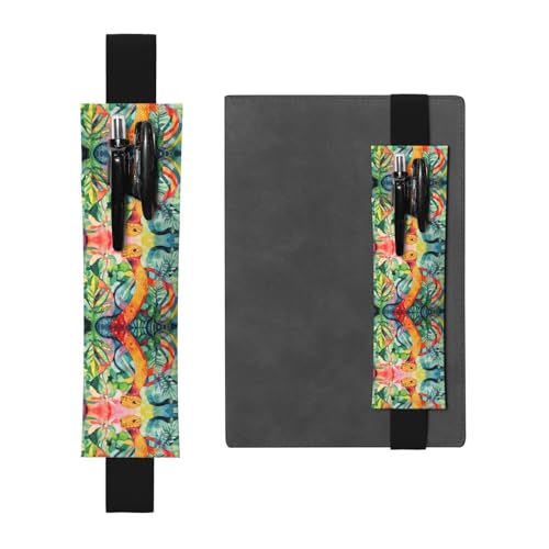 WZYCWB Ölgemälde einer Schlange gedruckt große Kapazität PVC Stifthalter + kreatives Tagebuch Stifttasche Set mit Gummiband Anti-Rutsch-Design von WZYCWB