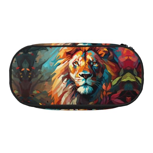 WZYCWB Ölgemälde eines Löwen Große Kapazität Federmäppchen - Multifunktionale Aufbewahrungsbox, Tragbare und langlebige Bleistifttasche für Büro- und Schulbedarf, Schwarz , Einheitsgröße von WZYCWB