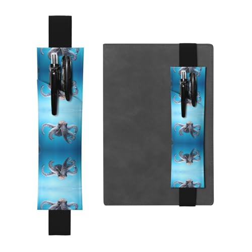 WZYCWB Octopus im Meer bedruckter großer Kapazität PVC-Stifthalter + kreatives Tagebuch Stiftetasche Set mit Gummiband Anti-Rutsch-Design von WZYCWB