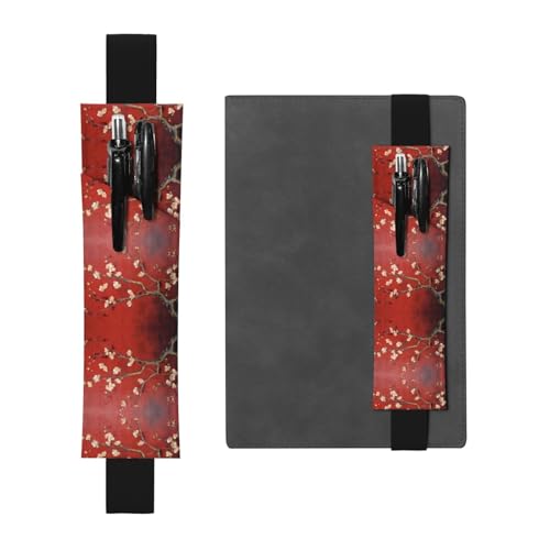 WZYCWB Offene Aprikosenblüten bedruckte große Kapazität PVC Stifthalter + kreatives Tagebuch Stiftetasche Set mit Gummiband Anti-Rutsch-Design von WZYCWB