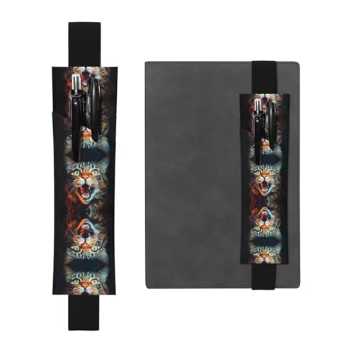 WZYCWB Offener Mund Katze gedruckt große Kapazität PVC Stifthalter + kreatives Tagebuch Stifttasche Set mit Gummiband Anti-Rutsch-Design von WZYCWB