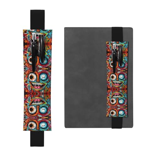 WZYCWB Ostentatious Scrawl Bedruckter großer PVC-Stifthalter + kreatives Tagebuch-Stifttaschen-Set mit Gummiband, Anti-Rutsch-Design von WZYCWB