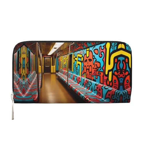 WZYCWB Painted Subway Printed zippered wallet perfect for travel, business, and everyday wear.Holds cell phones and cash. von WZYCWB