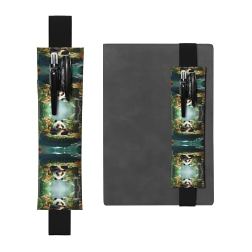 WZYCWB Panda im Pool bedruckter großer Kapazität PVC-Stifthalter + kreatives Tagebuch Stiftetasche Set mit Gummiband Anti-Rutsch-Design von WZYCWB