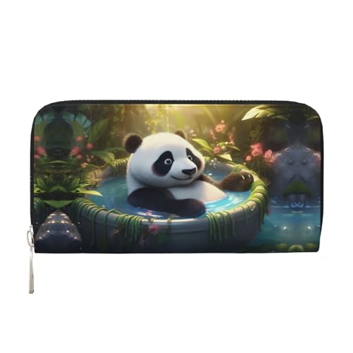 WZYCWB Panda taking a bath Printed zippered wallet perfect for travel, business, and everyday wear. Holds cell phones and cash. von WZYCWB
