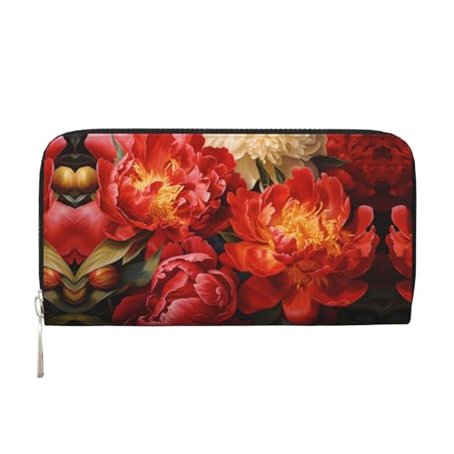WZYCWB Pfingstrosenbusch bedruckte Geldbörse mit Reißverschluss, perfekt für Reisen, Business und den Alltag. Hält Handys und Bargeld. von WZYCWB