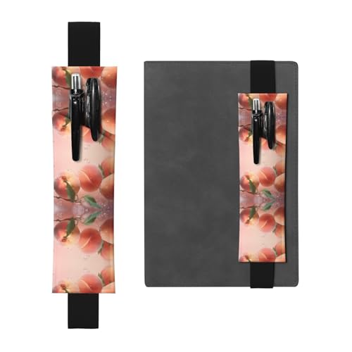 WZYCWB Pfirsiche im Wasser bedruckter großer Kapazität PVC-Stifthalter + kreatives Tagebuch-Stifttaschen-Set mit Gummiband, Anti-Rutsch-Design von WZYCWB