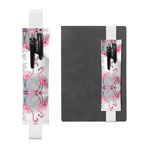 WZYCWB Pink Flamingo Diary Federmäppchen, PVC-Stifthalter und Stifthalter mit Gummibändern und Lesezeichen sind die beste Geschenkwahl. von WZYCWB