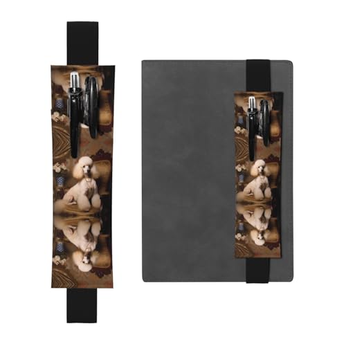 WZYCWB Pudel bedruckter großer PVC-Stifthalter + kreatives Tagebuch-Stifttaschen-Set mit Gummiband, Anti-Rutsch-Design von WZYCWB