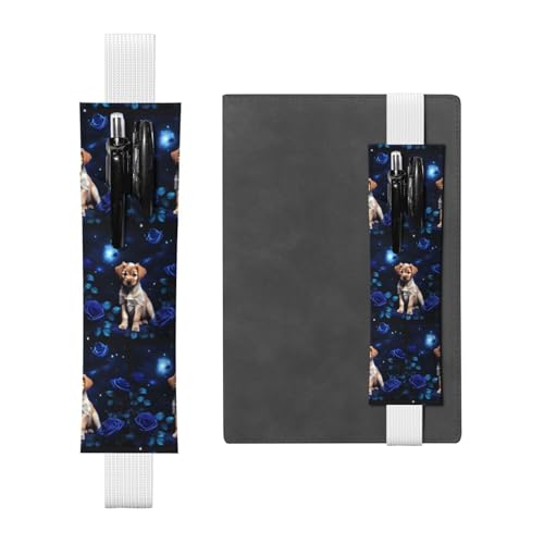 WZYCWB Puppy Blue Rose Diary Federmäppchen, PVC-Stifthalter und Stifthalter mit Gummibändern und Lesezeichen sind die beste Geschenkwahl. von WZYCWB