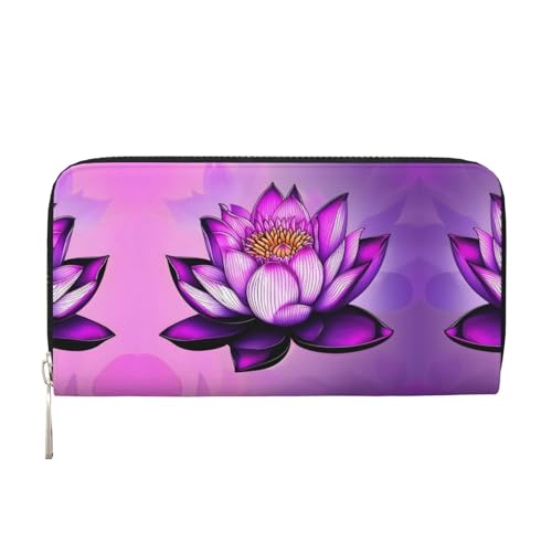 WZYCWB Purple Lotus Printed zippered wallet perfect for travel, business, and everyday wear.Holds cell phones and cash. von WZYCWB