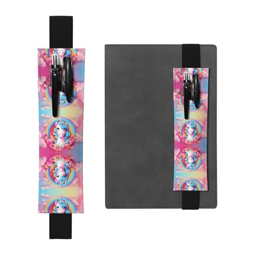 WZYCWB Regenbogen-Einhorn-bedruckter großer Kapazität PVC-Stifthalter + kreatives Tagebuch-Stifttaschen-Set mit Gummiband, Anti-Rutsch-Design von WZYCWB