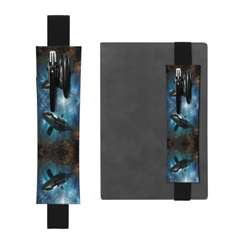 WZYCWB Riesige Killerwale bedruckte große Kapazität PVC Stifthalter + kreatives Tagebuch Stiftetasche Set mit Gummiband Anti-Rutsch-Design von WZYCWB