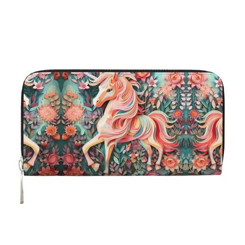 WZYCWB Rosa Papierschnitt Einhorn bedruckte Geldbörse mit Reißverschluss, perfekt für Reisen, Business und den Alltag. Hält Handys und Bargeld. von WZYCWB