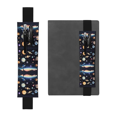 WZYCWB Saturn Jupiter Earth bedruckter großer PVC-Stifthalter + kreatives Tagebuch-Stifttaschen-Set mit Gummiband, Anti-Rutsch-Design von WZYCWB