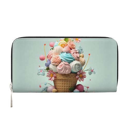 WZYCWB Schöne Eiscreme-bedruckte Geldbörse mit Reißverschluss, perfekt für Reisen, Business und den Alltag. Hält Handys und Bargeld. von WZYCWB