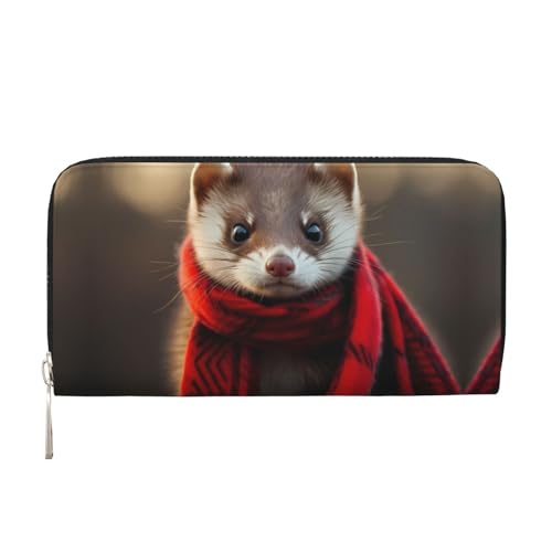 WZYCWB Schöne Frettchen-bedruckte Geldbörse mit Reißverschluss, perfekt für Reisen, Business und den Alltag. Hält Handys und Bargeld. von WZYCWB