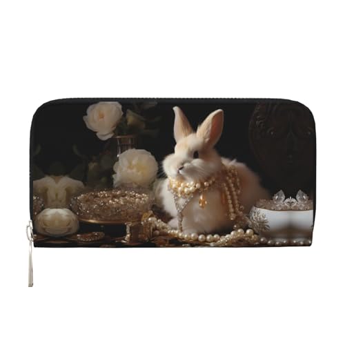 WZYCWB Schöne Kaninchen-bedruckte Geldbörse mit Reißverschluss, perfekt für Reisen, Business und den Alltag. Hält Handys und Bargeld. von WZYCWB