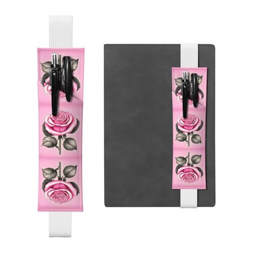 WZYCWB Schöne rosa Rosen Tagebuch Federmäppchen, PVC-Stifthalter und Stifthalter mit Gummibändern und Lesezeichen sind die beste Geschenkwahl. von WZYCWB