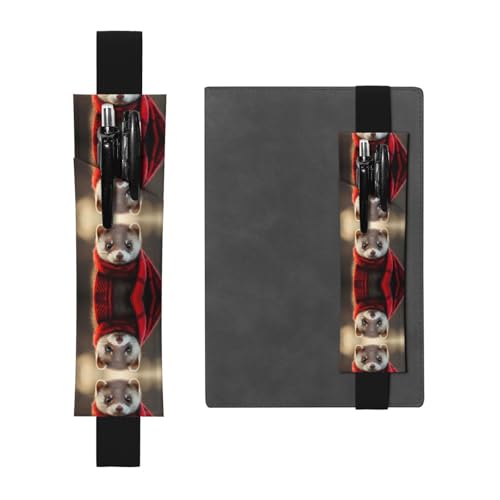WZYCWB Schöner Frettchen-bedruckter großer PVC-Stifthalter + kreatives Tagebuch-Stifttaschen-Set mit Gummiband, Anti-Rutsch-Design von WZYCWB