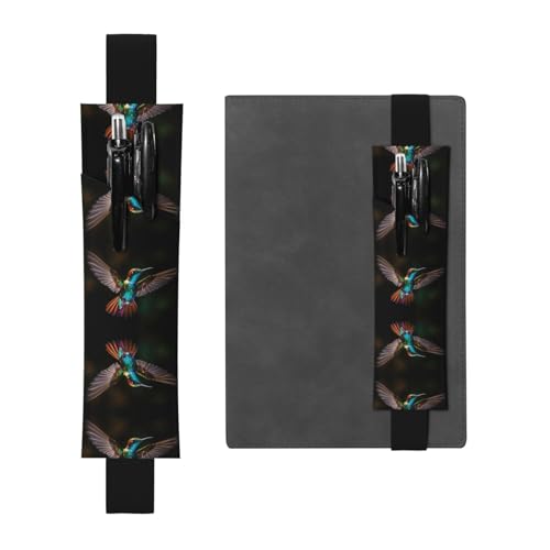WZYCWB Schöner Kolibri bedruckter großer PVC-Stifthalter + kreatives Tagebuch-Stifttaschen-Set mit Gummiband, Anti-Rutsch-Design von WZYCWB