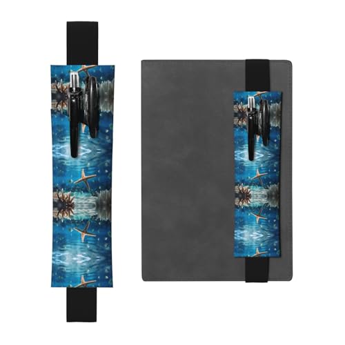 WZYCWB Schöner Seestern bedruckter großer PVC-Stifthalter + kreatives Tagebuch-Stifttaschen-Set mit Gummiband, Anti-Rutsch-Design von WZYCWB