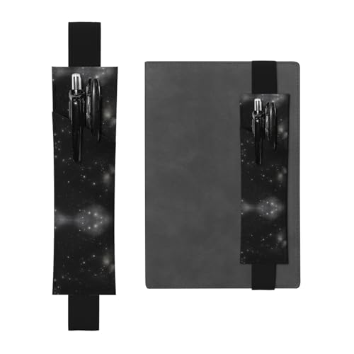 WZYCWB Schwarz-Weiß-Galaxie-bedruckter großer PVC-Stifthalter + kreatives Tagebuch-Stifttaschen-Set mit Gummiband, Anti-Rutsch-Design von WZYCWB