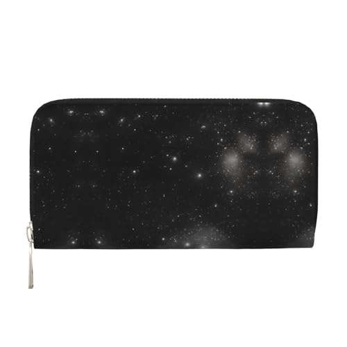 WZYCWB Schwarz-weiße Galaxie-bedruckte Geldbörse mit Reißverschluss, perfekt für Reisen, Business und den Alltag. Hält Handys und Bargeld. von WZYCWB