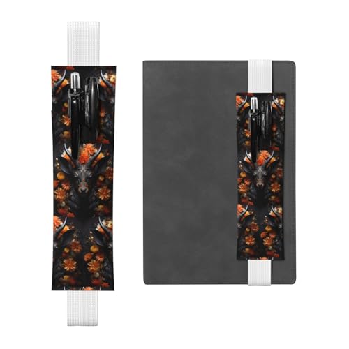 WZYCWB Schwarze Antilope mit Blumen Tagebuch Federmäppchen, PVC-Stifthalter und Stifthalter mit Gummibändern und Lesezeichen sind die beste Geschenkwahl. von WZYCWB