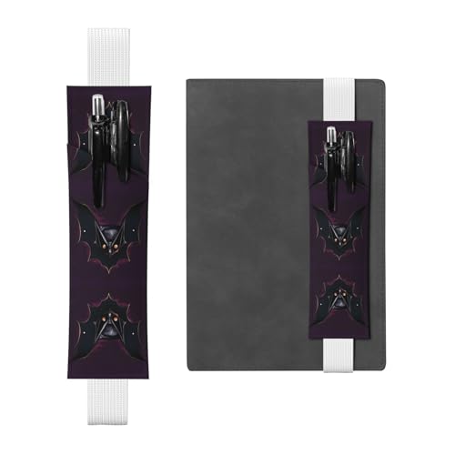 WZYCWB Schwarze Ghost Bat Diary Federmäppchen, PVC-Stifthalter und Stifthalter mit Gummibändern und Lesezeichen sind die beste Geschenkwahl. von WZYCWB