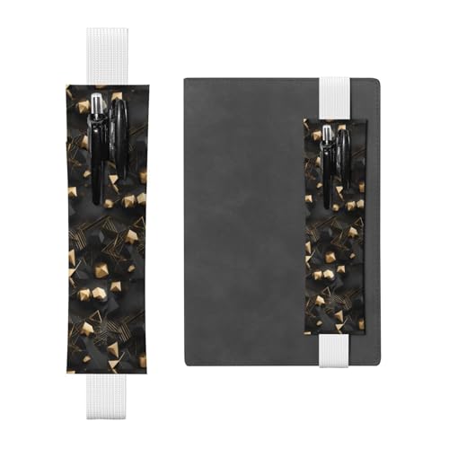 WZYCWB Schwarze und goldene karierte Tagebuch-Federmäppchen, PVC-Stifthalter und Stifthalter mit Gummibändern und Lesezeichen sind die beste Geschenkidee. von WZYCWB