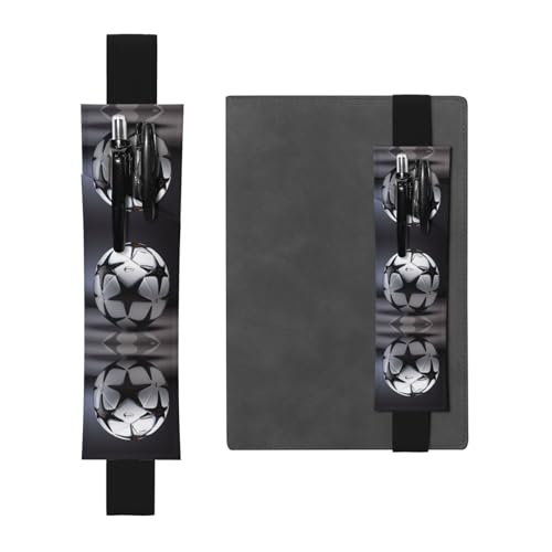 WZYCWB Schwarzer und weißer Fußball-bedruckter großer PVC-Stifthalter + kreatives Tagebuch-Stifttaschen-Set mit Gummiband, Anti-Rutsch-Design von WZYCWB