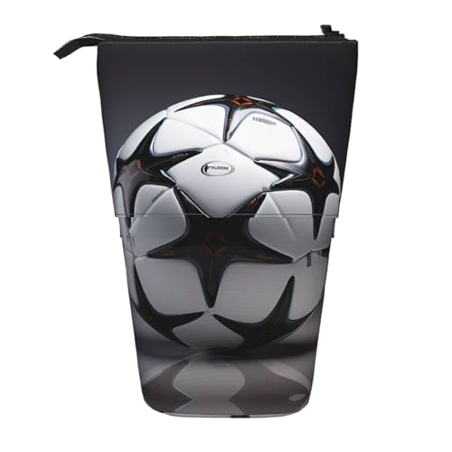 WZYCWB Schwarzer und weißer einziehbarer Stifthalter mit Fußballdruck für Wohnheim oder Büro. von WZYCWB