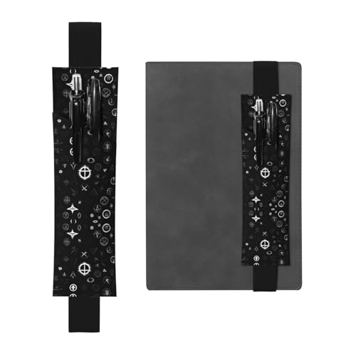 WZYCWB Schwarzes und weißes Universum bedrucktes großes Fassungsvermögen PVC-Stifthalter + kreatives Tagebuch-Stifttaschen-Set mit Gummiband, Anti-Rutsch-Design von WZYCWB