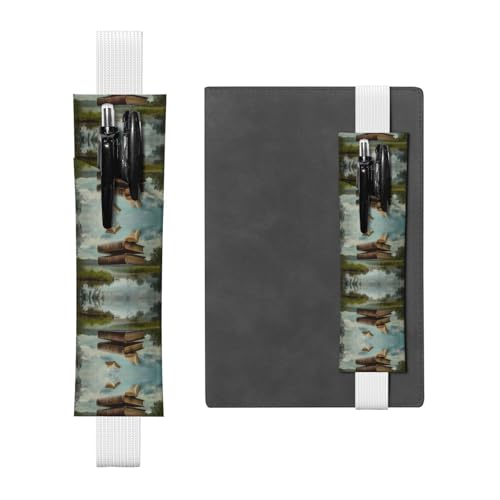 WZYCWB Schwebende Bücher auf dem See Tagebuch Federmäppchen, PVC-Stifthalter und Stifthalter mit Gummibändern und Lesezeichen sind die beste Geschenkwahl. von WZYCWB