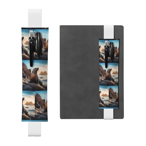 WZYCWB Seelöwe auf den Felsen Tagebuch Federmäppchen, PVC-Stifthalter und Stifthalter mit Gummibändern und Lesezeichen sind die beste Geschenkwahl. von WZYCWB