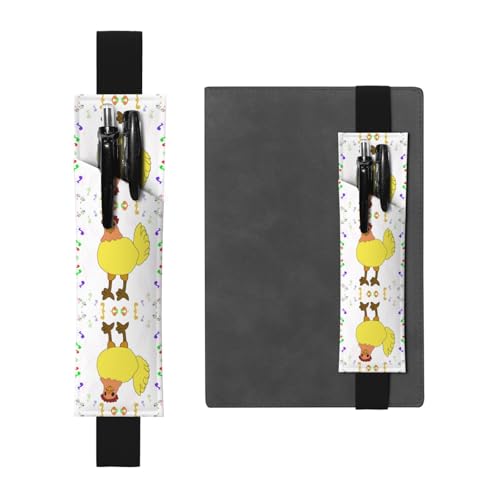 WZYCWB Singende Henne Bedruckte Große Kapazität PVC Stifthalter + Kreatives Tagebuch Stifttasche Set mit Gummiband Anti-Rutsch-Design von WZYCWB