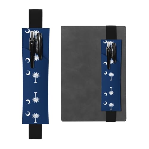 WZYCWB South Carolina Flagge, bedruckter großer PVC-Stifthalter + kreatives Tagebuch-Stifttaschen-Set mit Gummiband, Anti-Rutsch-Design von WZYCWB