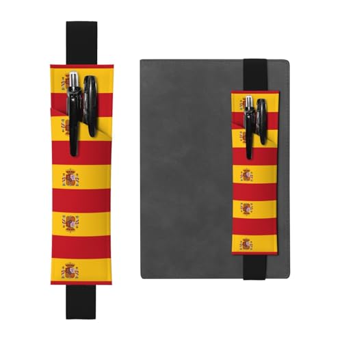 WZYCWB Spanische Flagge gedruckt große Kapazität PVC Stifthalter + kreatives Tagebuch Stifttasche Set mit Gummiband Anti-Rutsch-Design von WZYCWB
