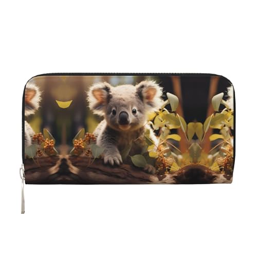 WZYCWB Süße Koala-Pflanzen-bedruckte Geldbörse mit Reißverschluss, perfekt für Reisen, Business und den Alltag. Hält Handys und Bargeld. von WZYCWB