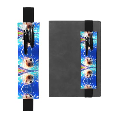 WZYCWB The Flying Soccer Ball bedruckter großer PVC-Stifthalter + kreatives Tagebuch-Stifttaschen-Set mit Gummiband, Anti-Rutsch-Design von WZYCWB