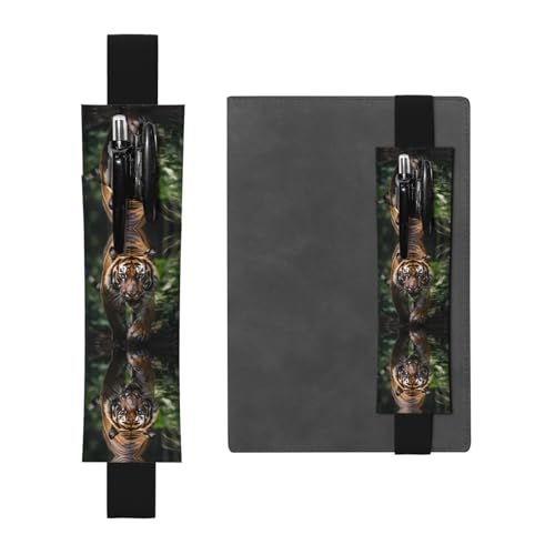 WZYCWB Tiger bedruckter großer PVC-Stifthalter + kreatives Tagebuch-Stifttaschen-Set mit Gummiband, Anti-Rutsch-Design von WZYCWB