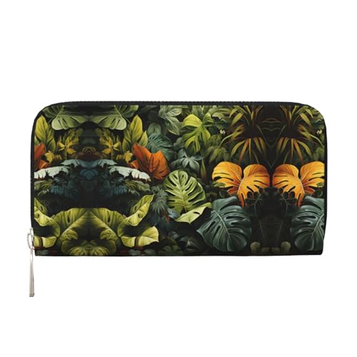 WZYCWB Tropical Rainforest Palm Leaves Printed zippered wallet perfect for travel, business, and everyday wear Holds cell phones and cash von WZYCWB