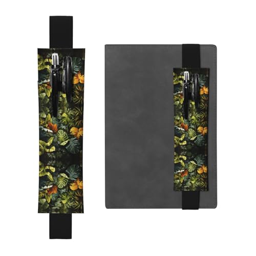WZYCWB Tropischer Regenwald Palmenblätter gedruckt große Kapazität PVC Stifthalter + kreatives Tagebuch Stiftetasche Set mit Gummiband Anti-Rutsch-Design von WZYCWB
