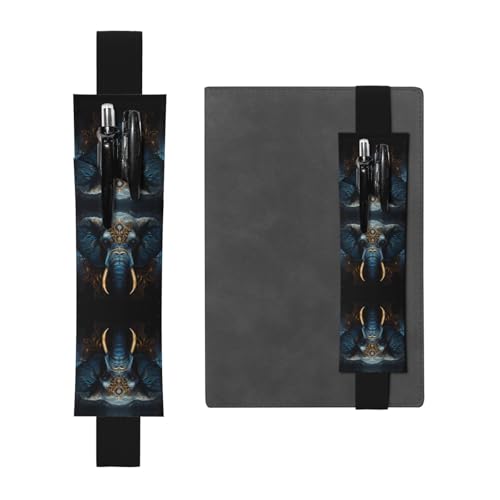 WZYCWB Unheimlicher Elefant bedruckter großer PVC-Stifthalter + kreatives Tagebuch-Stifttaschen-Set mit Gummiband, Anti-Rutsch-Design von WZYCWB